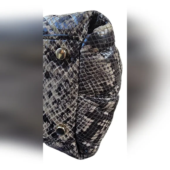 Kate Spade New York Snakeskin Print Shoulder Bag Chain Strap Neutral Python Look - Picture 9 of 16